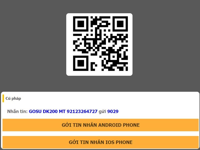 Qu&eacute;t m&atilde; hoặc gửi tin nhắn SMS