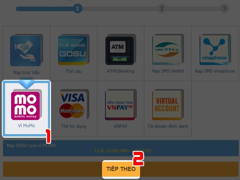 Chọn phương thức thanh to&aacute;n bằng Momo