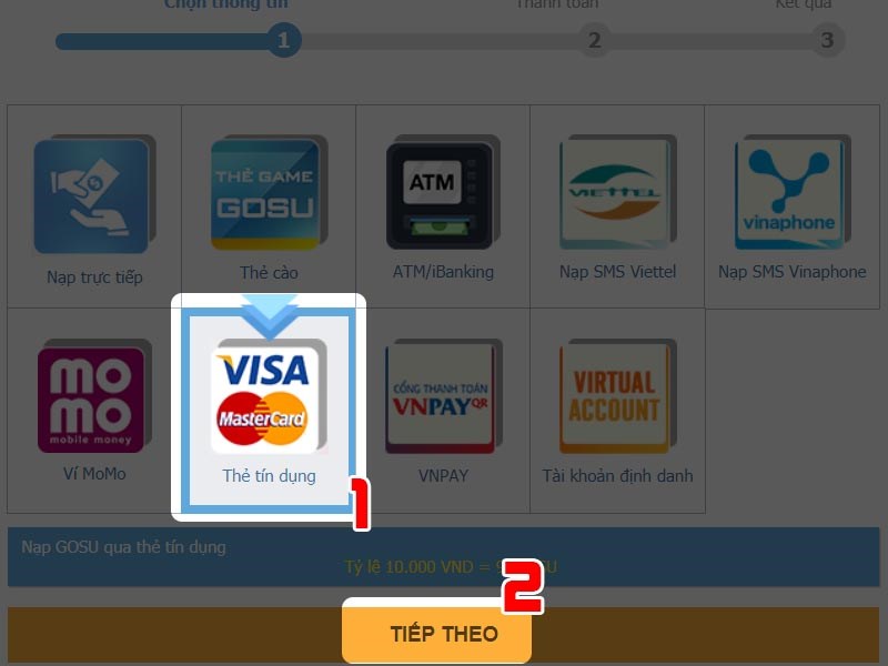 Chọn phương thức thanh to&aacute;n thẻ VISA