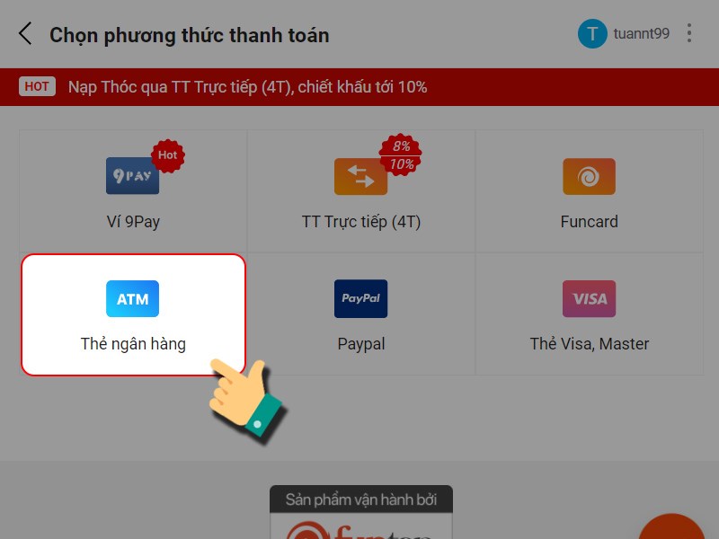 Chọn phương thức thanh to&aacute;n