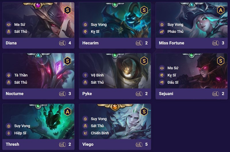 Đội hình Suy Vong Sát Thủ DTCL Mùa 5.5 Đội hình Suy Vong Sát Thủ DTCL Mùa 5.5