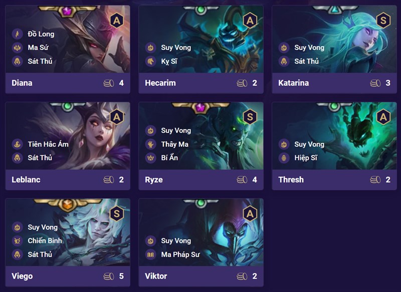 Đội hình Suy Vong Sát Thủ DTCL Mùa 5