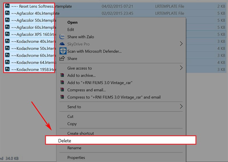 Chọn các preset không sử dụng và tiến hành xóa bỏ Chọn các preset không sử dụng và tiến hành xóa bỏ