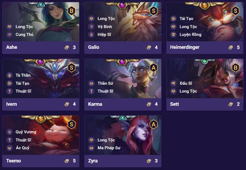 Danh s&aacute;ch đội h&igrave;nh Long Tộc Thuật Sĩ