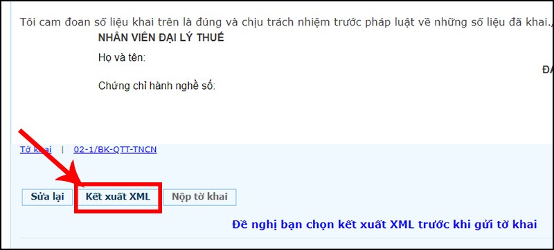 Chọn Kết xuất XML