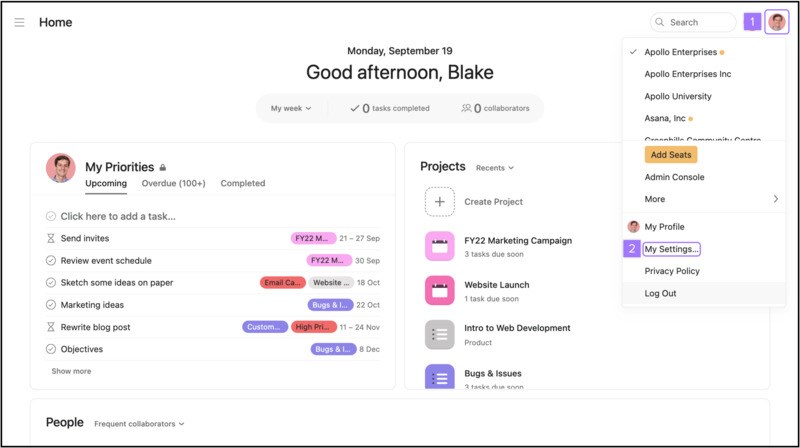Tạo bảng c&ocirc;ng việc với Asana
