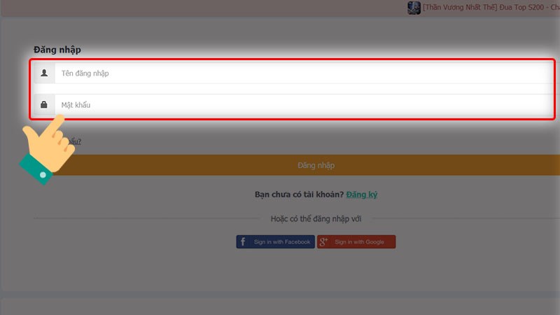Đăng nhập v&agrave;o t&agrave;i khoản game 