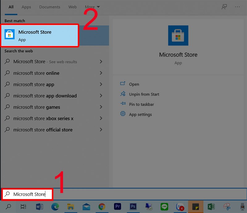 Mở Microsoft Store trên máy tính