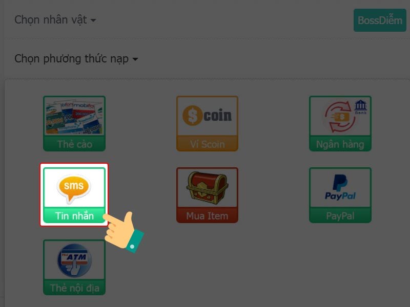 Chọn h&igrave;nh thức thanh to&aacute;n l&agrave; SMS