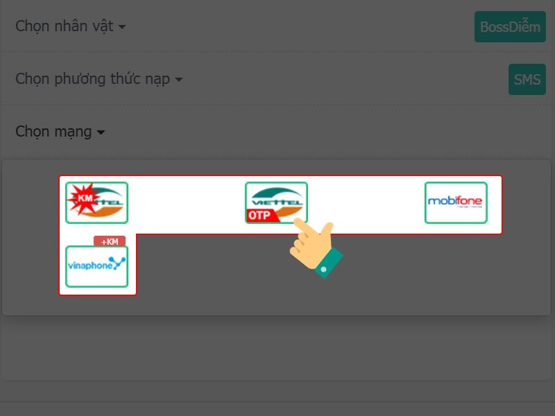 Chọn nh&agrave; mạng nạp