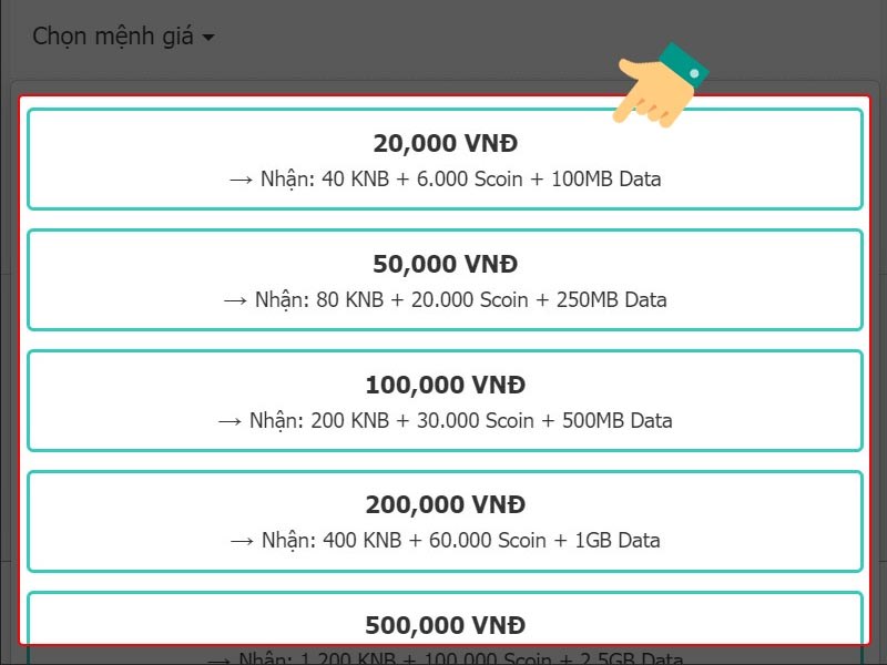 Chọn mệnh gi&aacute;