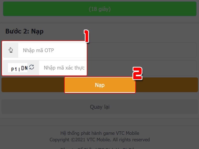 Điền OTP v&agrave; x&aacute;c nhận
