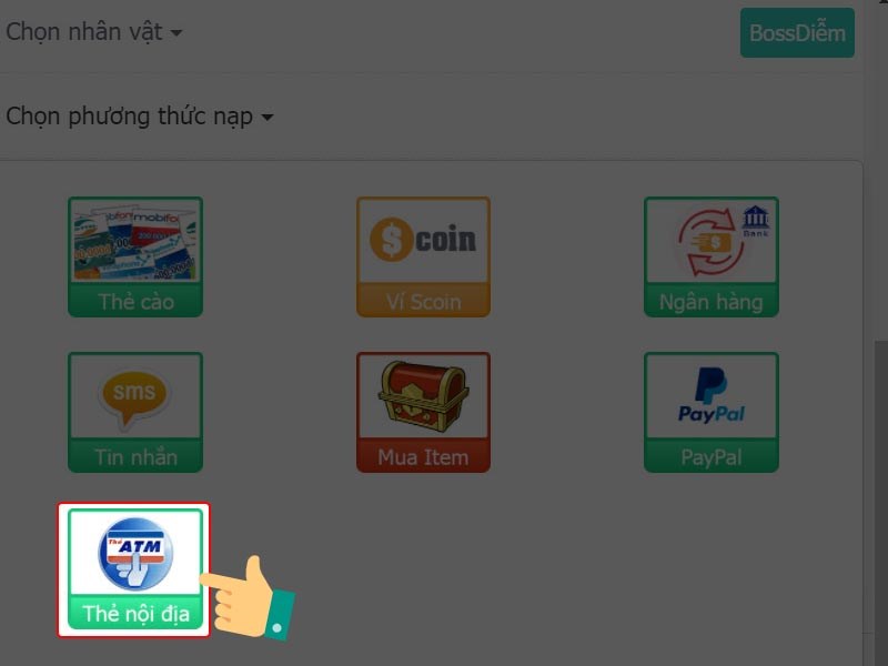 Chọn phương thức thanh ATM nội địa