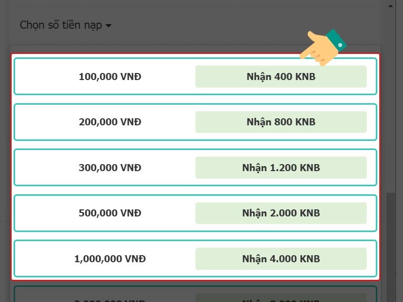 Chọn mức nạp