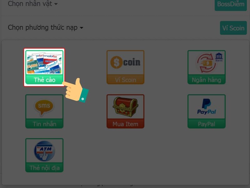 Phương thức thanh to&aacute;n l&agrave; thẻ c&agrave;o