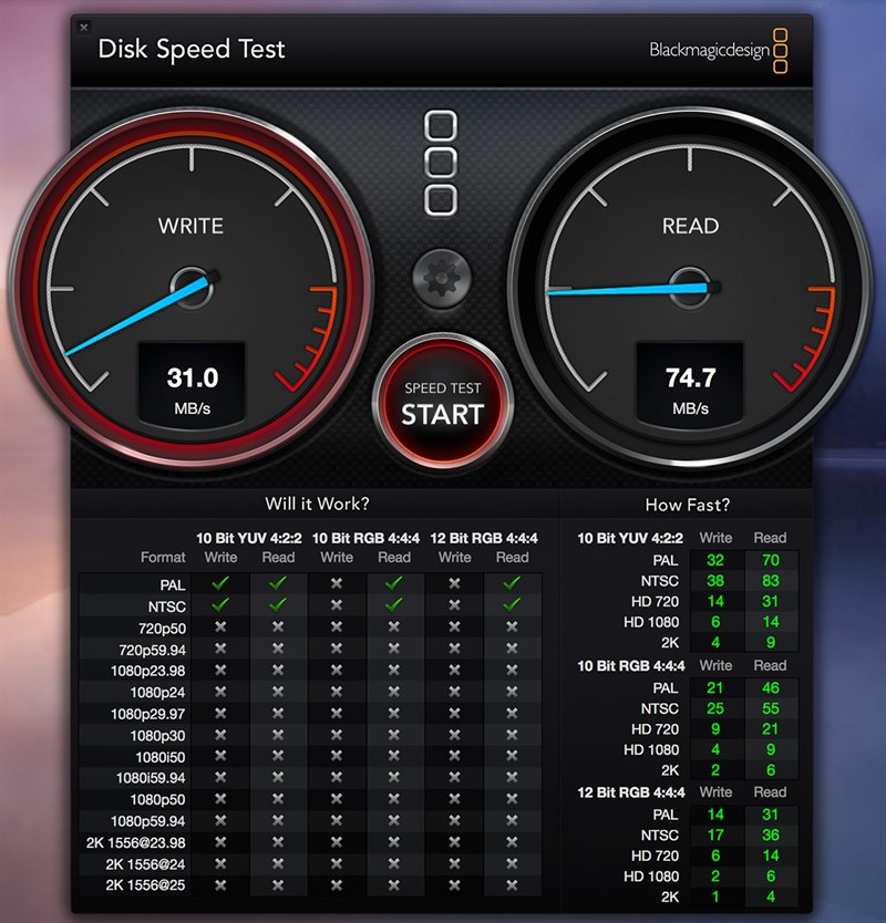 Blackmagic Disk Speed ​​Test