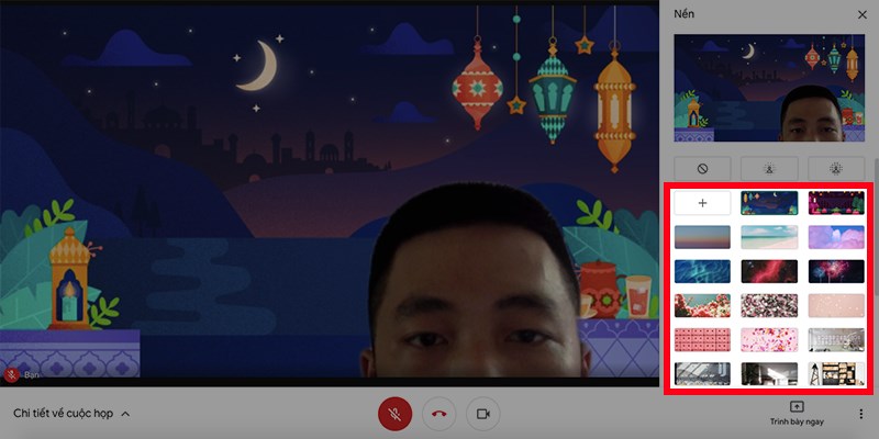 Chọn background mà bạn muốn đổi ở mục Nền