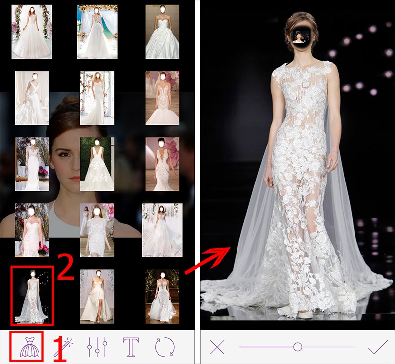 Cách Ghép Mặt Cô Dâu Trên Điện Thoại Bằng App Wedding Dress Photo