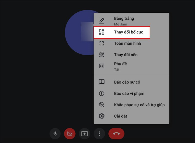 Chọn Thay đổi bố cục