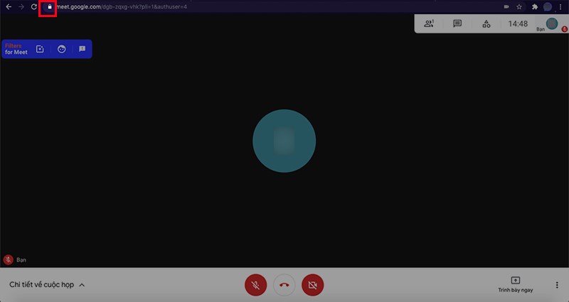 vHoặc trong qu&aacute; tr&igrave;nh sử dụng bạn v&ocirc; t&igrave;nh tắt quyền truy cập camera của Google Meet, bạn chỉ cần nhấn v&agrave;o biểu tượng ổ kh&oacute;a ở b&ecirc;n tr&aacute;i URL