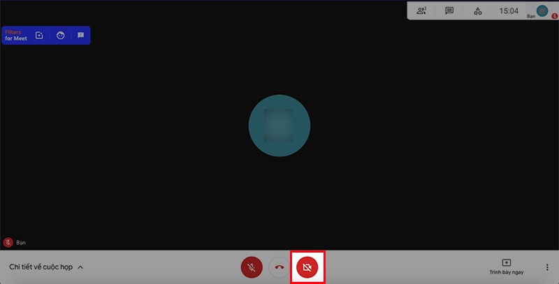 Sau khi truy cập v&agrave;o đường link của lớp học, họp online, bạn h&atilde;y kiểm tra biểu tượng camera đ&atilde; được bật hay chưa