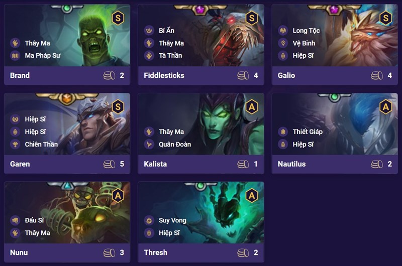 Danh s&aacute;ch tướng đội h&igrave;nh Th&acirc;y Ma Hiệp Sĩ DTCL m&ugrave;a 5.5