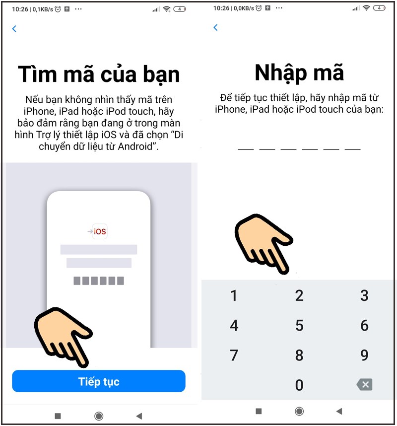 Nhập mã kết nối từ iPhone