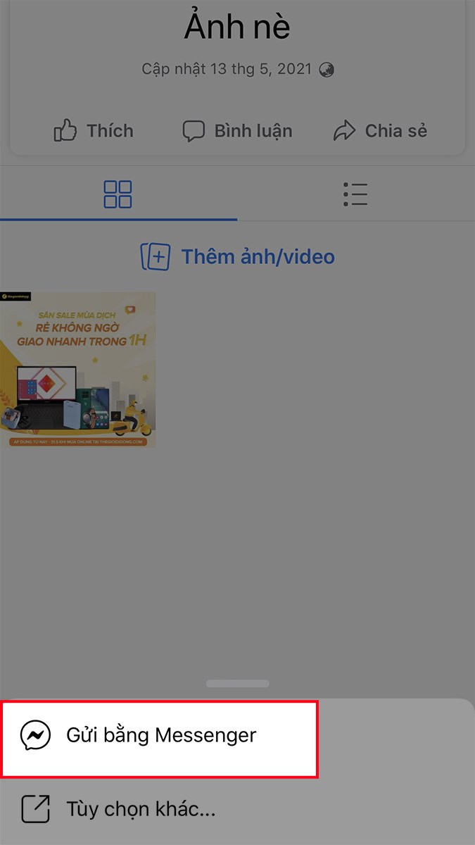 Chọn Gửi bằng Messenger