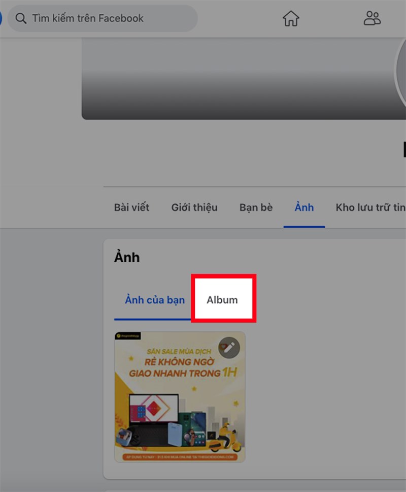 Tại mục Ảnh, chọn Album