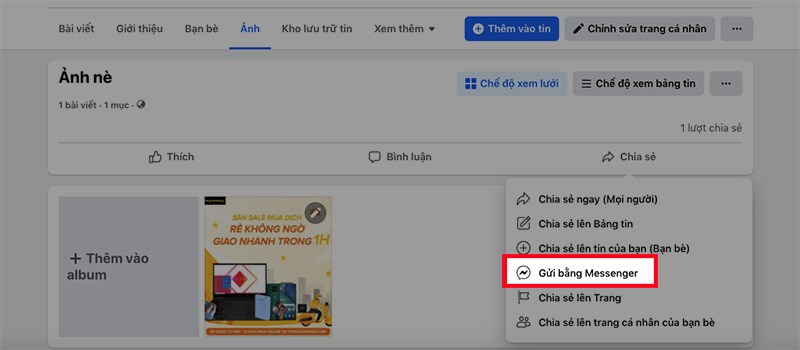 Chọn Gửi bằng Messenger