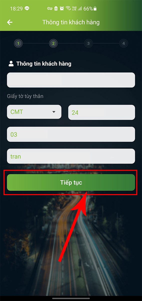 Điền thông tin cá nhân và nhấn Tiếp tục