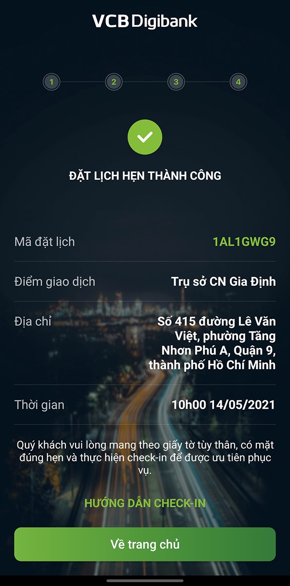 Đặt lịch hẹn thành công