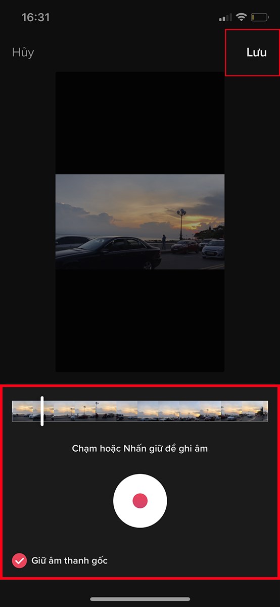 Lồng tiếng: bạn c&oacute; thể ghi &acirc;m giọng n&oacute;i của bạn để lồng tiếng cho video > Nhấn Lưu