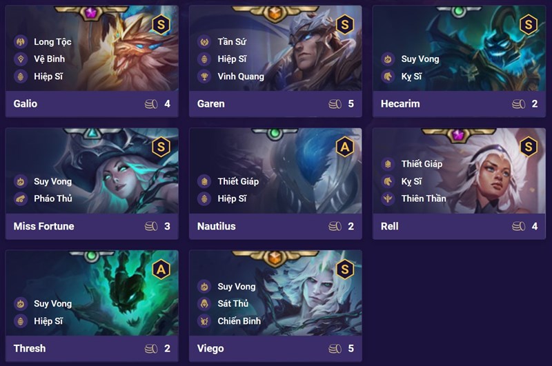 Đội h&igrave;nh Suy Vong Hiệp Sĩ