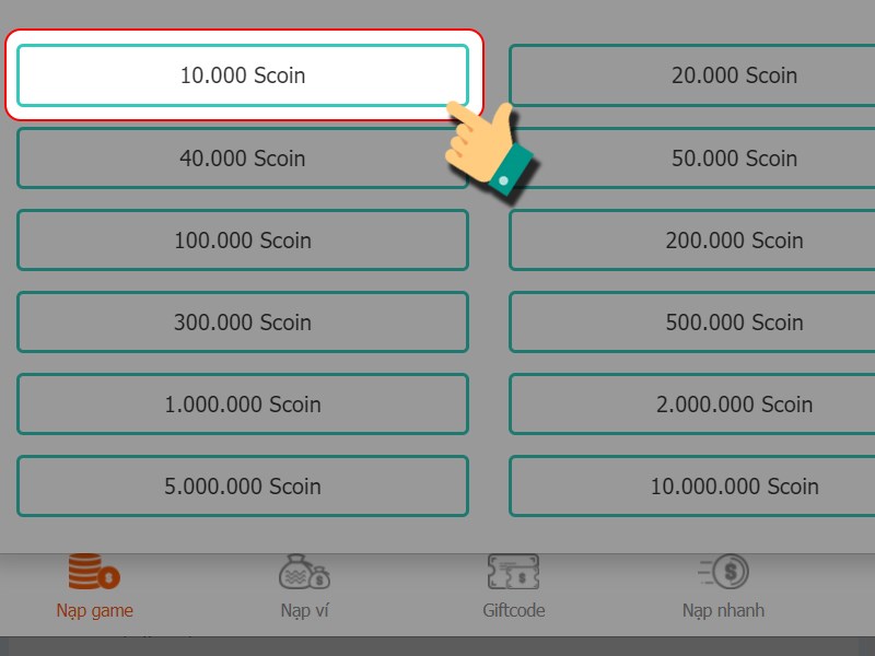 Chọn g&oacute;i nạp