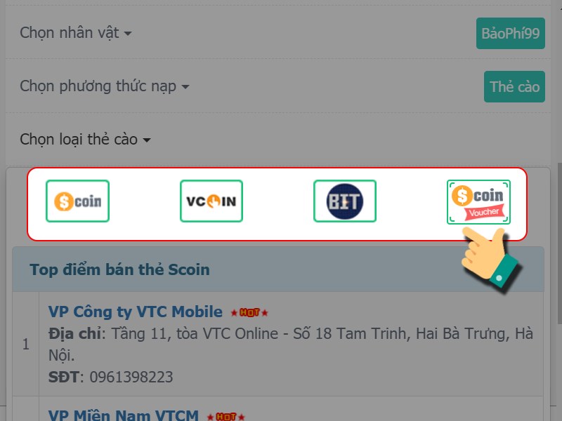 Chọn loại thẻ c&agrave;o