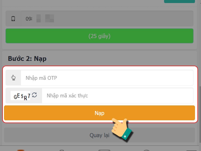 Nhập m&atilde; OTP