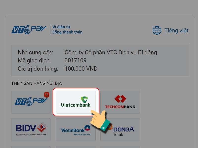 Chọn ng&acirc;n h&agrave;ng