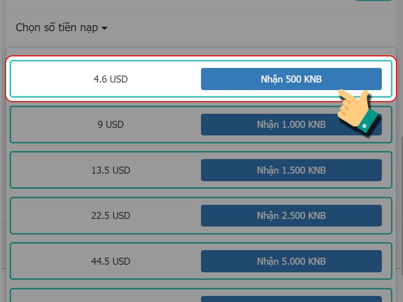 Chọn g&oacute;i nạp