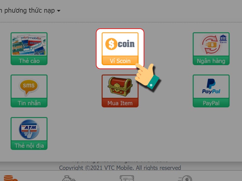 Chọn nạp bằng Scoin