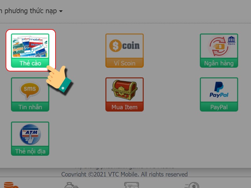 Nạp bằng thẻ c&agrave;o