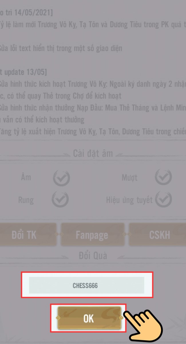 Sau khi nhập mã code bạn nhấn OK để hoàn thành.