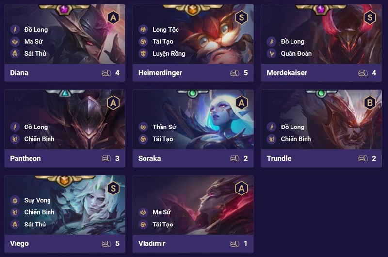 Đội hình Đồ Long Tái Tạo DTCL Mùa 5 Đội hình Đồ Long Tái Tạo DTCL Mùa 5