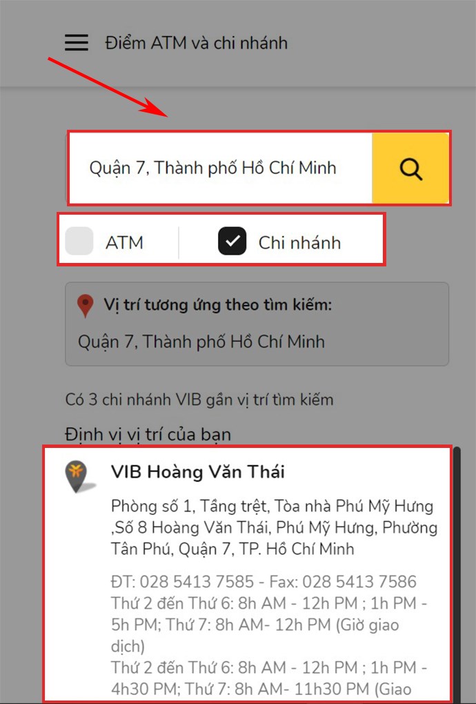 Tra cứu th&ocirc;ng tin địa điểm giao dịch VIB tr&ecirc;n to&agrave;n quốc