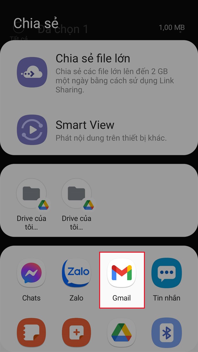 Chọn biểu tượng Gmail