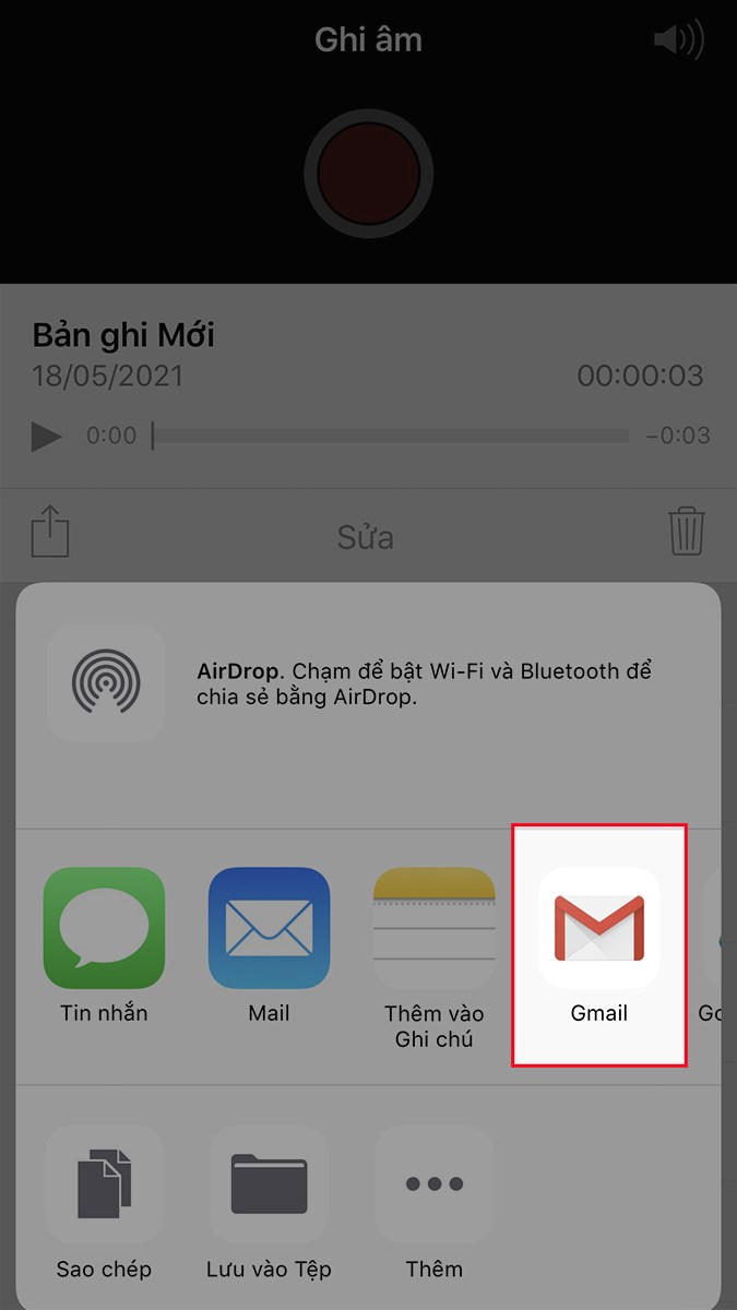 Chọn biểu tượng Gmail