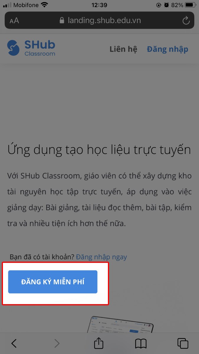 Nhấn vào nút ĐĂNG KÝ MIỄN PHÍ