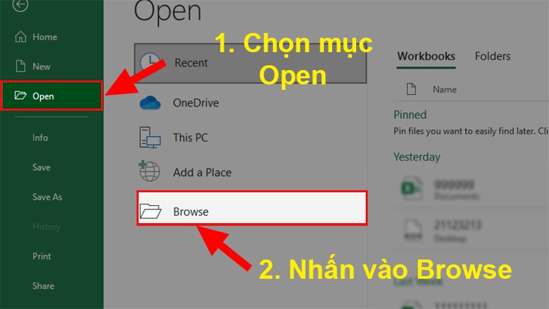 Chọn Open > Nhấn&nbsp;Browse