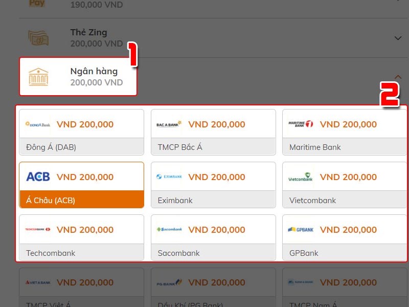 Chọn ngân hàng
