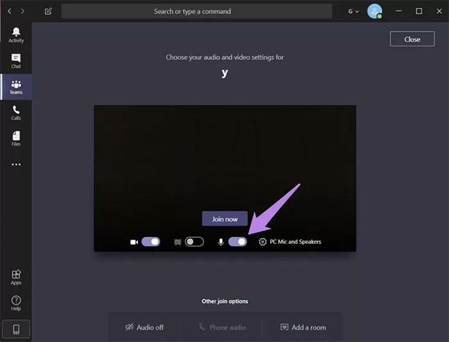 Nhấn v&agrave;o biểu tượng n&uacute;t gạt b&ecirc;n phải biểu tượng micro